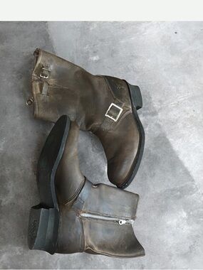 Frye Dark Brown Leather Engineer Ankle Boots Size 8.5